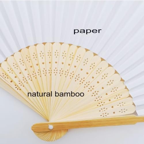 Personalized Wedding Handheld Folding Fans (40Pcs)- Engraved DIY White Paper Fan for Wedding, Custom Bamboos and Paper Fans Party Favor Dancing Props Bridal Shower Gifts (with Bags) - Image 4