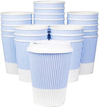 12 oz Disposable Travel Coffee Cups (80 Count, Paper, Insulated, Round, Baby Blue) - Leak-Proof Lids & Heavy-Duty for Hot Drinks by Glowcoast