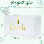 OurWarm Frosted Acrylic Wedding Card Box with String Light, Large Gift Card Box Holder for Wedding Reception, Honeymoon Fund Envelope Money Boxes for Party Graduation Baby Shower Birthday Decorations - Image 2