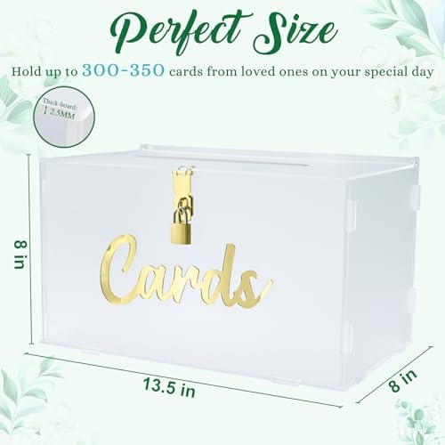 OurWarm Frosted Acrylic Wedding Card Box with String Light, Large Gift Card Box Holder for Wedding Reception, Honeymoon Fund Envelope Money Boxes for Party Graduation Baby Shower Birthday Decorations - Image 2