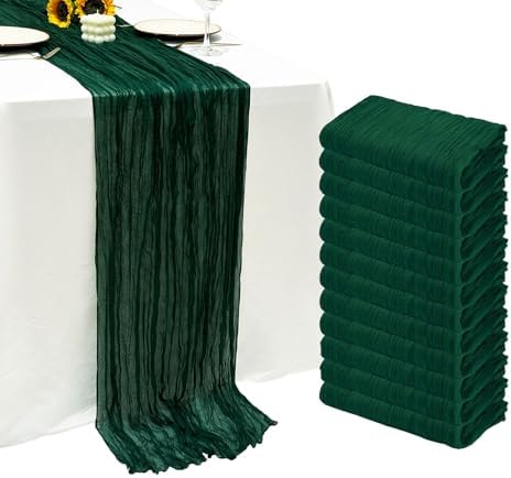 12Pack Emerald Green Cheesecloth Table Runner 20x120inch Gauze Runners by Seveups