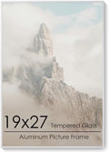 19x27 Metal Picture Frame, Aluminum Poster Frame with Real Glass, Silver by FLYJOE