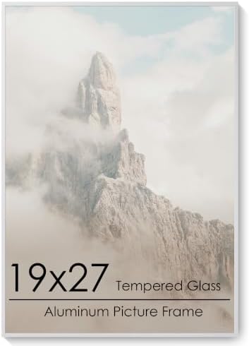 19x27 Metal Picture Frame, Aluminum Poster Frame with Real Glass, Silver by FLYJOE