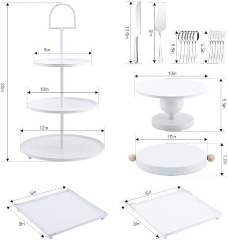 19 PCS White Cake Stand Set, Dessert Table Display Set with Wedding Cupcake Stand and Cake Stands for Party, Weddings Birthday Baby Showers Anniversary Party - Image 2