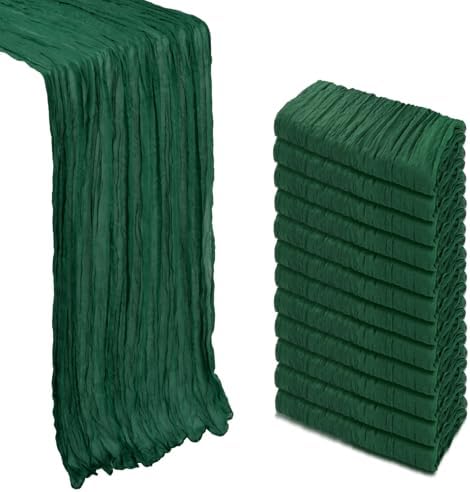 12 Pack 23 x 120 Inch Emerald Green Table Runner 10Ft Cheesecloth by Heneger