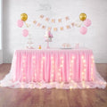 Pink Tulle Table Skirt for Baby Shower,9FT Pink Ruffle Tutu Table Skirt with LED Light for Princess Girls Birthday Party Cake Dessert Table Decorations by LeegleriTableSkirt