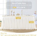 4 Panels Ivory Desk Skirt for Teacher Desk 6ft Table Skirts for Rectangle Tables 6ft Spandex Curtain Table Skirt for Classroom Ruffle Fabric Tablecloth for Party Wedding Baby Shower Decorations - Image 7
