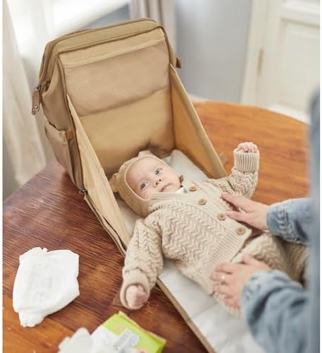 Diaper Bag Backpack, Multifunction Diaper Bag with Changing Station, Stylish Baby Bags, Large Unisex Diaper Backpack for Mom and Dad, Baby Registry Search, Portable Changing Pad – Coffee Brown - Image 5