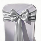 Pack of 50 Silver Satin Chair Sashes Bows 7x108 inches Chair Ribbons - Image 4