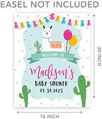 Andaz Press Custom Large Baby Shower Canvas Welcome Sign, 16 x 20 Inches, Mama Llama Guestbook Alternative, Personalized Sign Our Canvas, for Llama Baby Shower, Baby Sprinkle Theme - Image 5
