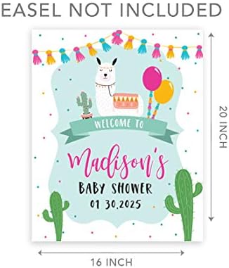 Andaz Press Custom Large Baby Shower Canvas Welcome Sign, 16 x 20 Inches, Mama Llama Guestbook Alternative, Personalized Sign Our Canvas, for Llama Baby Shower, Baby Sprinkle Theme - Image 5