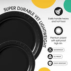 Party Solids Exquisite Black Paper Plates Disposable Heavy Duty 200 Pcs - 100-7" & 100-9" Black Disposable Plates For Party Heavy Duty 350 GSM For Birthday Supplies - Image 4