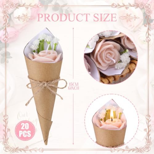 Conelist Brown 20 Pcs Rose Wedding Candles for Guests Mini Flower Shaped Candles Bouquet Floral Tealight Bulk Table Decor Gifts for Women Bridesmaid Bridal Shower Birthday Party Favors (Rose) - Image 2