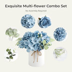 Auihiay 10PCS Flower Centerpieces for Tables, Blue Hydrangeas and Roses - Image 7