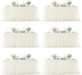 6 Pack Ivory Tablecloth Rectangle 6ft Elastic Fitted Tulle Table Cloth Stretch Spandex Rectangular Table Cover with Ruffle Skirt for Wedding Birthday Baby Shower Party Banquet Dessert Table Decor by Besutolife