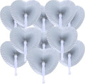 20 Pieces Silver Heart Paper Fans by Bestage