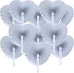 20 Pieces Silver Heart Paper Fans by Bestage