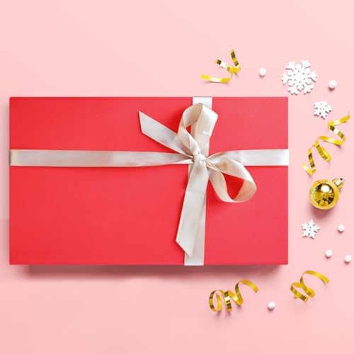 LIFELUM Red Magnetic Gift Box for Christmas Presents, 14"x8.5"x4.5" - Image 6