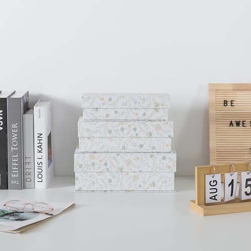Soul & Lane - Decorative Storage Boxes with Lids, Set of 3, Ivory Lace - Image 3