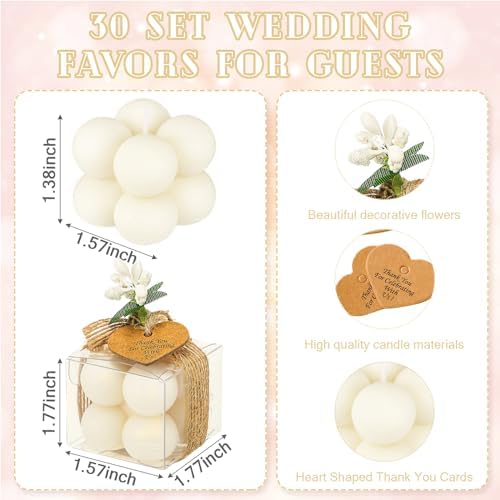 Mtlee 30 Sets Mini Bubble Candles Party Favors DIY Gift Set, Ivory - Image 2
