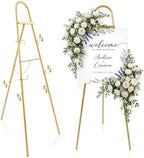 Novabright 48"-72" Adjustable Gold Easel Stand for Sign Heavy Duty Metal Easel with 4 Display Modes 360° Rotating Hooks 4-tier Display Stand for Wedding Welcome Sign, Art, Poster, Picture(Classic) by Unknown