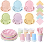 360 Pcs Pastel Disposable Plates and Napkins Tableware Set for 48 Guests by COSINIA