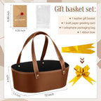 Wonderjune Empty Baskets for Gift Thanksgiving Leather Gift Bags, Brown - Image 2