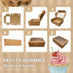 Bubbley Kraft Paper Bakery Boxes - 50-Pack Pastry Boxes with Window for Cookies, Chocolate Covered Strawberries, Macarons, and Muffins, Dessert Disposable Packaging, 8 x 6 x 2.5 Inches - Image 3