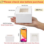 Moretoes 200pcs Small Cookie Boxes with Window,4x4x2.5In Brown Bakery Boxes - Image 2