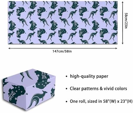 Australia Kan-Garoo Pattern Gift Paper Roll for Family Men Women,All Occasion Wrapping Paper Gift Tissue Paper for Birthday Wedding Bridal Baby Shower 58"x 23" (Kangaroo,2 Rolls) - Image 5