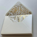 20 Pearl Ivory Envelope with Gold Foil Floral Liner for 5*7 inch Invitation - Image 7