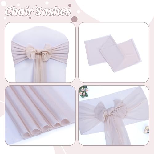 MDS Pack of 75 Chiffon Chair Sashes for Wedding & Event Décor - Nude - Image 5