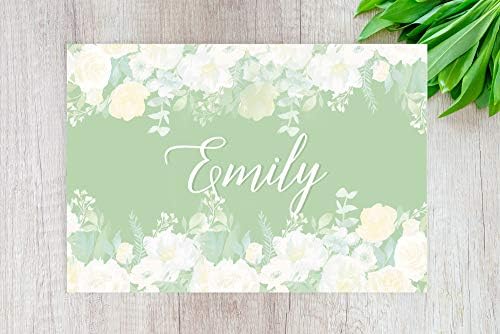 Andaz Press Custom Personalized Disposable Paper Placemats, 12 x 18 Inch, Set of 25, Mint Green Floral, Tableware, Dining, Table Setting for Wedding, Bridal Shower, Baby Shower, Party, Holiday - Image 2