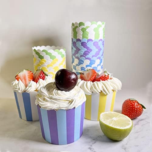 100pcs Random Colorful Premium Greaseproof Cupcake Paper Liners No Muffin Pan Needed Cupcakes Papers (Pack of 3) - Image 4