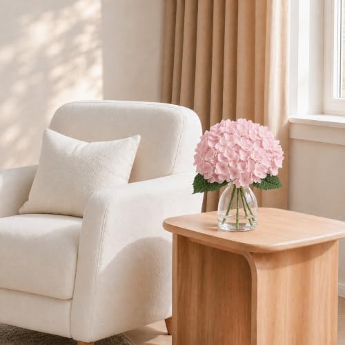 Artificial Pink Hydrangea Flower in Vase Faux Floral for Bedroom Gift Decor - Image 3