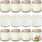 12 Pcs 4 Oz Mini White Soy Candles,Rose Scented Candles Set,Bulk Aromatherapy Candle,Great Stress Relieving Scented Candle for Girls as a Gift for Birthdays, Weddings and More! by Veiuwa