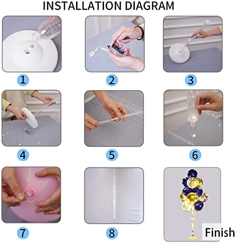 Cicicooie 2 Set Floor Balloon Stand Kit with String Light Balloon Holder Centerpieces Floor Decoration for Baby Shower Birthday Party Bachelorette Party (Blue&Gold) - Image 6