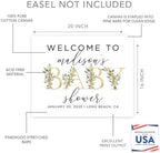 Andaz Press Personalized Large Canvas Greenery Baby Sign, 16 x 20 Inches, Gold, Guestbook Alternative, Custom Sign for Shower or Sprinkle - Image 2