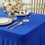 Blue Spandex Tablecloth for 8FT Rectangle Tables, Table Skirt - Image 5