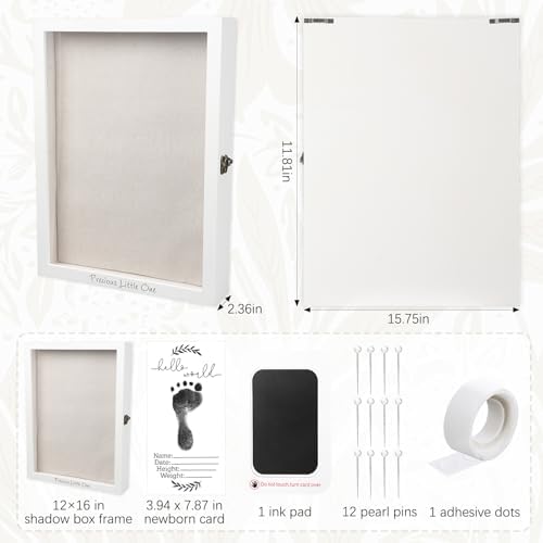 Jetec 12 x 16 Baby Shower Shadow Box Keepsake Frame, White - Image 2