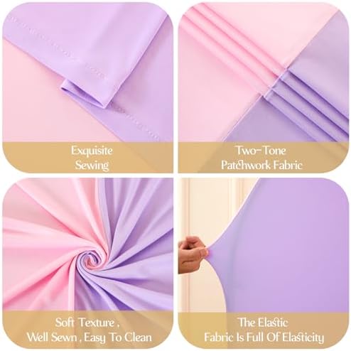 Pink and Lavender Arch Backdrop Cover 7.2FT 6FT Wedding Arch Covers Set of 2 Double-Color Arch Covers Stretchy Backdrop Spandex Fitted Fabric Backdrops for Party Baby Shower Birthday Decoration - Image 6