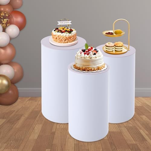 3Pcs Cylinder Stands for Party, Round Acrylic Pedestal Display Columns with Nesting Design - Sturdy Tiered Cake & Dessert Table Decor for Wedding, Baby Shower, Birthday Party, Elegant Centerpiece Pillar Stands - Image 5