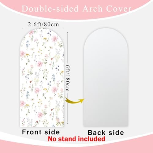 A Little Wildflower is on the Way Arch Backdrop Cover Pastel Pink Girl Baby Shower Party Floral in Bloom Fabric Arched Photo Booth Sign Spring Decorations 6ft - Image 4