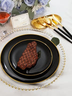 I00000 144Pcs Black Plastic Silverware Set, Gold Utensils with Black Handle - Image 5