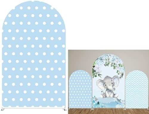 Arch Backdrop Cover Blue White Dots Pattern Arched Stand Covers Double-Sided Stretchy Photography Background for Birthday Baby Shower Parties Decor Banner by Iydamc