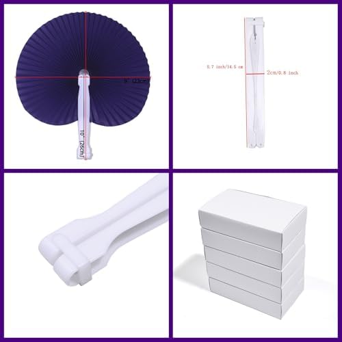 Bestage 20 Pieces Purple Round Paper Fans - Image 2