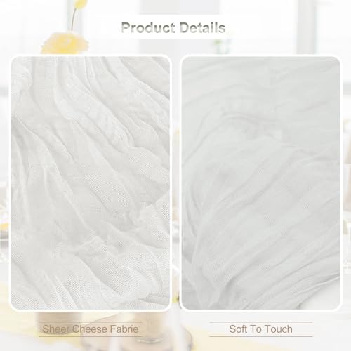 6 Pack White 35x120 Inch Cheesecloth Table Runner - Image 2