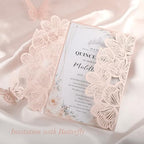 50pcs Pink Wedding Invitations Personalized with Envelopes and RSVP Cards Blank Laser Cut Hollow Flower Invitation Kits Butterfly Invitations for Engagement Wedding Birthday Party Bridal Shower - Image 4