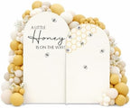 Set of 2 Arch Backdrop Cover A Little Honey is on The Way Baby Shower 2PCS Spandex Arch Stand Covers Bee Theme Birthday Party Decorations (6ft & 5ft,Cream) - Image 5