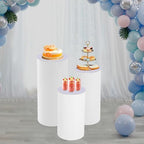 3PCS Tall White Round Cylinder Pedestal Stands Display 23.6''+29.5''+35.4'' Height Cylinder Tables for Party Cake Flower Bouquet Backdrop Dessert Table Pillars for Birthday Wedding Props Baby Shower Event Decoration - Image 5